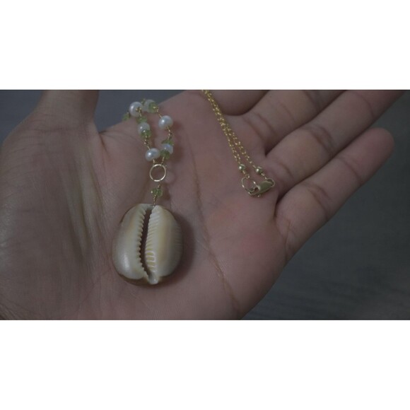 Cowrie Shell Necklace, 14k Gold Filled Chain - Picture 6 of 6